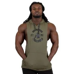 Gorilla Wear Lawrence Hooded Tank Top, Army Green, Xxxlarge