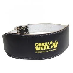 Gorilla Wear Gear 6 Inch Padded Leather Belt, Black/gold, Small/medium