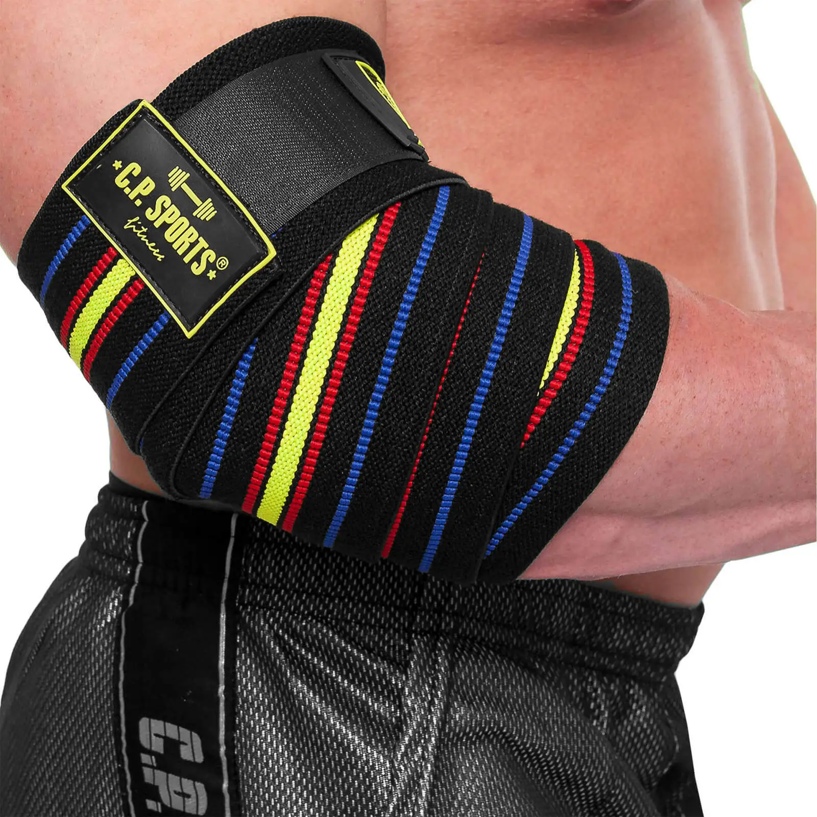 Elbow Wraps Pro, Black/blue/red/yellow, C.P. Sports 3 Elbow Wraps Pro, Black/blue/red/yellow, C.P. Sports