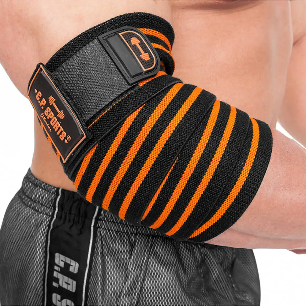 Elbow Wraps Pro, Black/orange, C.P. Sports 3 Elbow Wraps Pro, Black/orange, C.P. Sports