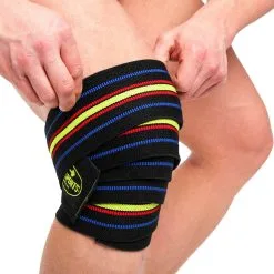 Knee Wraps, Black/blue-red-yellow, C.P. Sports